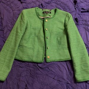 J. Crew cropped green blazer size 6